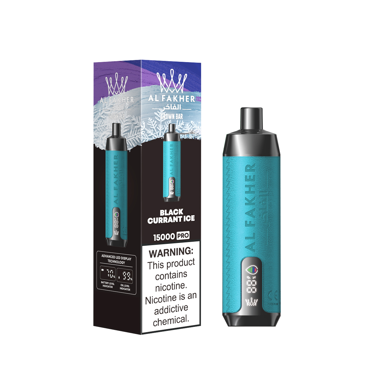 Al Fakher Crown Bar 15000 Pro Puffs Disposable Vape - 22ml E-liquid, 15000 Puffs, USB-C Rechargeable