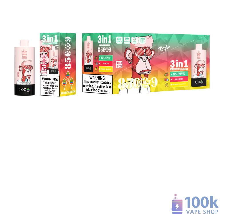 Bang King 85K Puff Disposable Vape - Triple Pods, 63ml E-liquid, Rechargeable - Slika 2