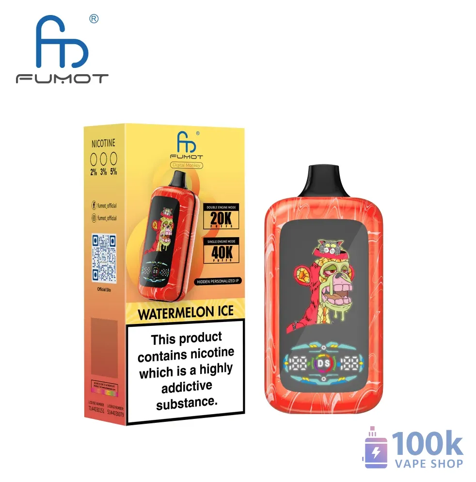 Fumot Digital Monkey Disposable Vape - 40,000 Puffs, Dual Engine, Rechargeable