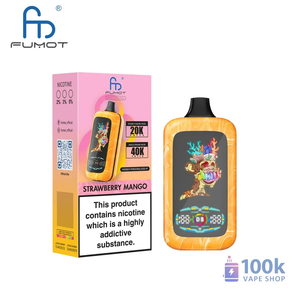 Fumot Digital Monkey Disposable Vape - 40,000 Puffs, Dual Engine, Rechargeable - Image 6