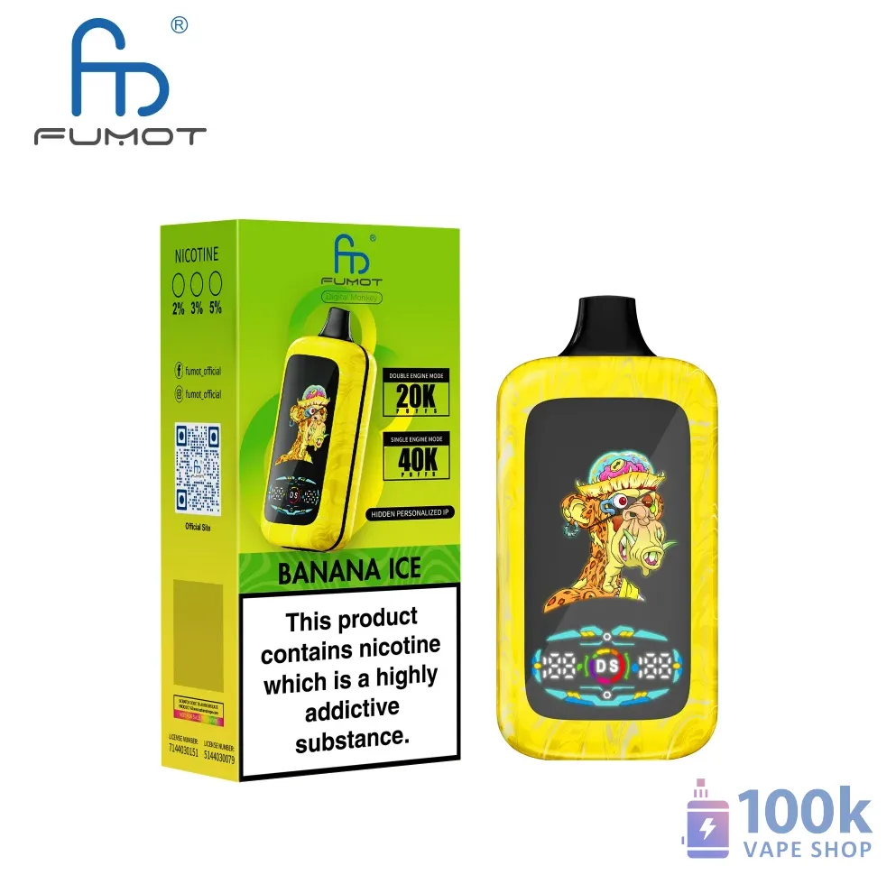 Fumot Digital Monkey Disposable Vape - 40,000 Puffs, Dual Engine, Rechargeable - Image 3