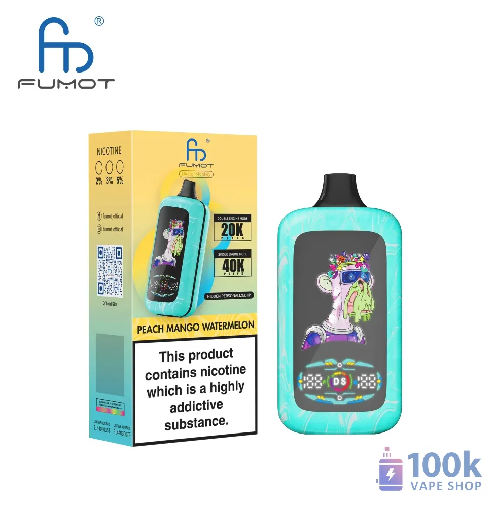 Fumot Digital Monkey Disposable Vape - 40,000 Puffs, Dual Engine, Rechargeable - Image 4