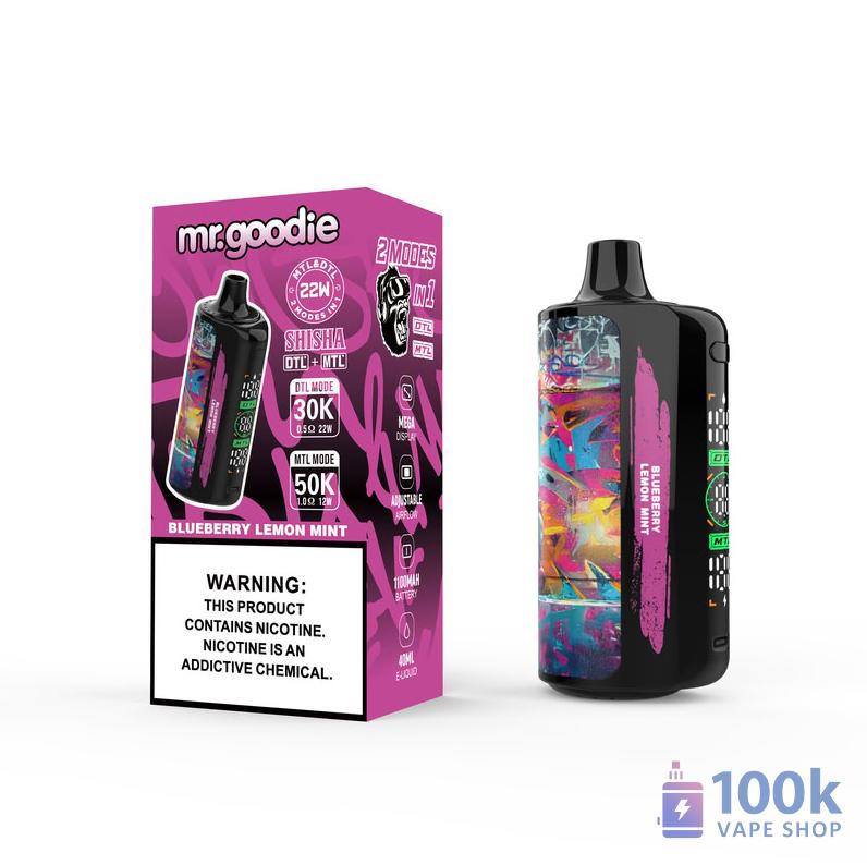 Mr.Goodie SHISHA Dual-Mode Disposable Vape - 30K/50K Puffs, 40ml E-liquid - Image 4