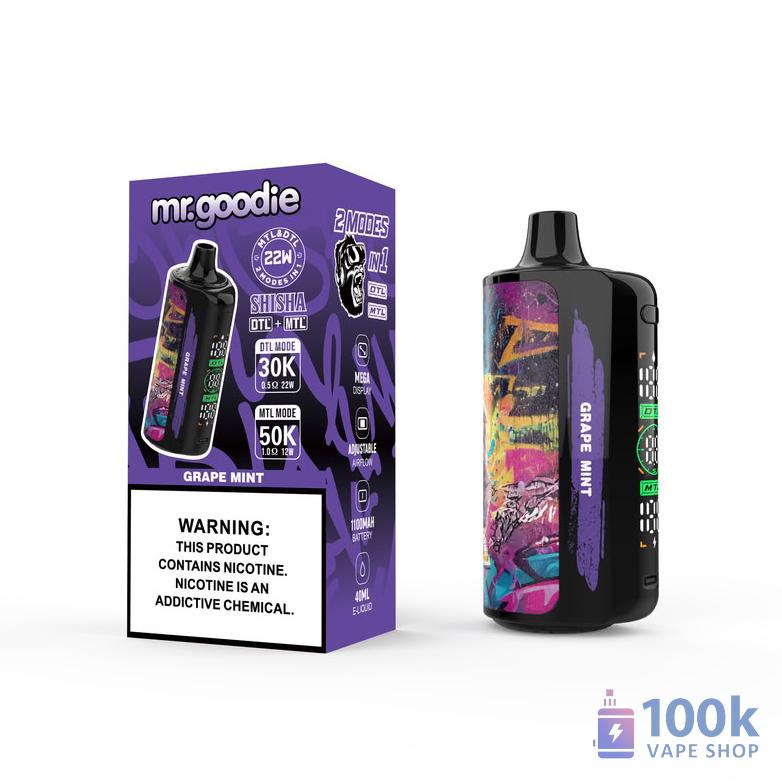 Mr.Goodie SHISHA Dual-Mode Disposable Vape - 30K/50K Puffs, 40ml E-liquid - Image 3
