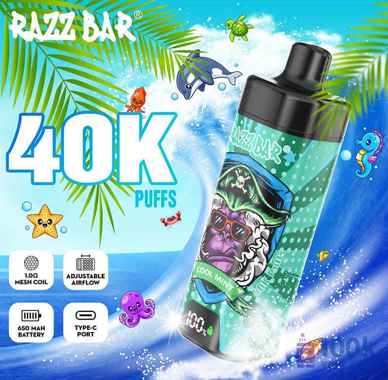 Razz Bar 40,000 Puffs Disposable Vape - Rechargeable with LED Display | 16 Flavors - Image 3