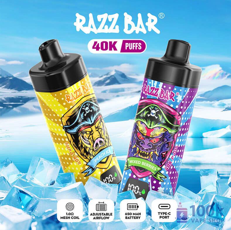 Razz Bar 40,000 Puffs Disposable Vape - Rechargeable with LED Display | 16 Flavors - Image 6