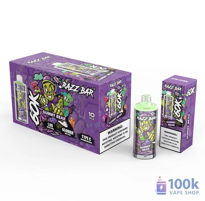 Razz Bar 60K Puffs Disposable Vape - 60,000 Puffs | 650mAh Battery | 16 Flavors - Obrázek 6
