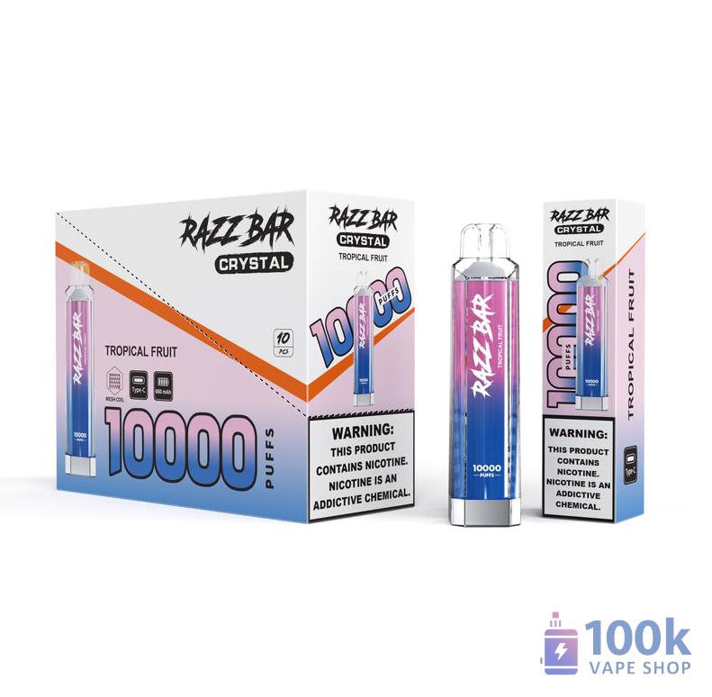 Razz Bar Crystal 10000 Puffs Disposable Vape - 16 Flavors, 0% or 2% Nicotine – Image 4