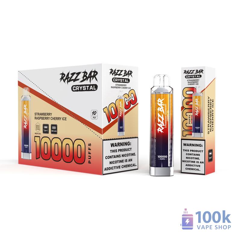 Razz Bar Crystal 10000 Puffs Disposable Vape - 16 Flavors, 0% or 2% Nicotine – Image 3