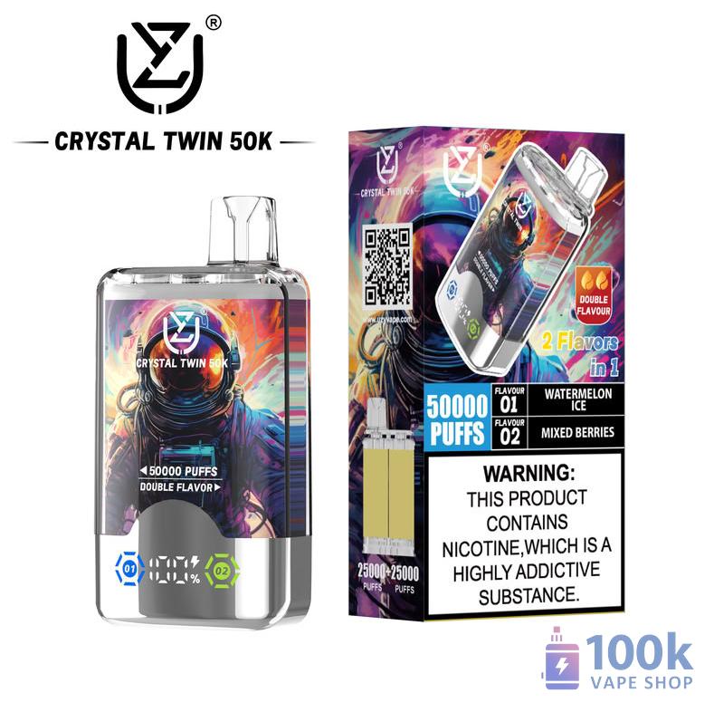 Uzy CRYSTAL TWIN 50000 Vape na jedno použití: 50000 šluků, duální příchuť