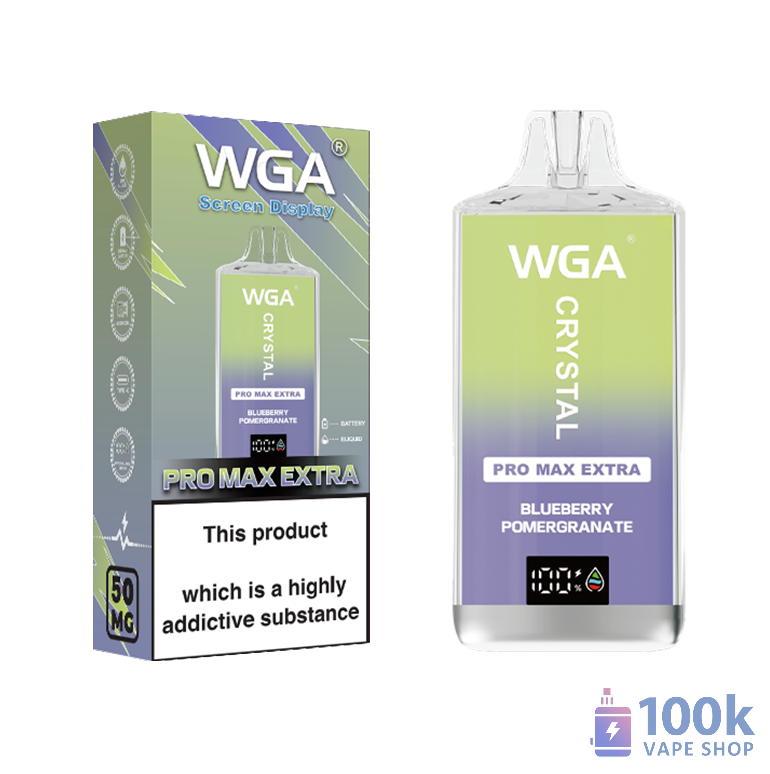 Wga Crystal Pro Max Eetra 15000 Disposable Vape - 15000 PUFFS & 25mL Prefilled