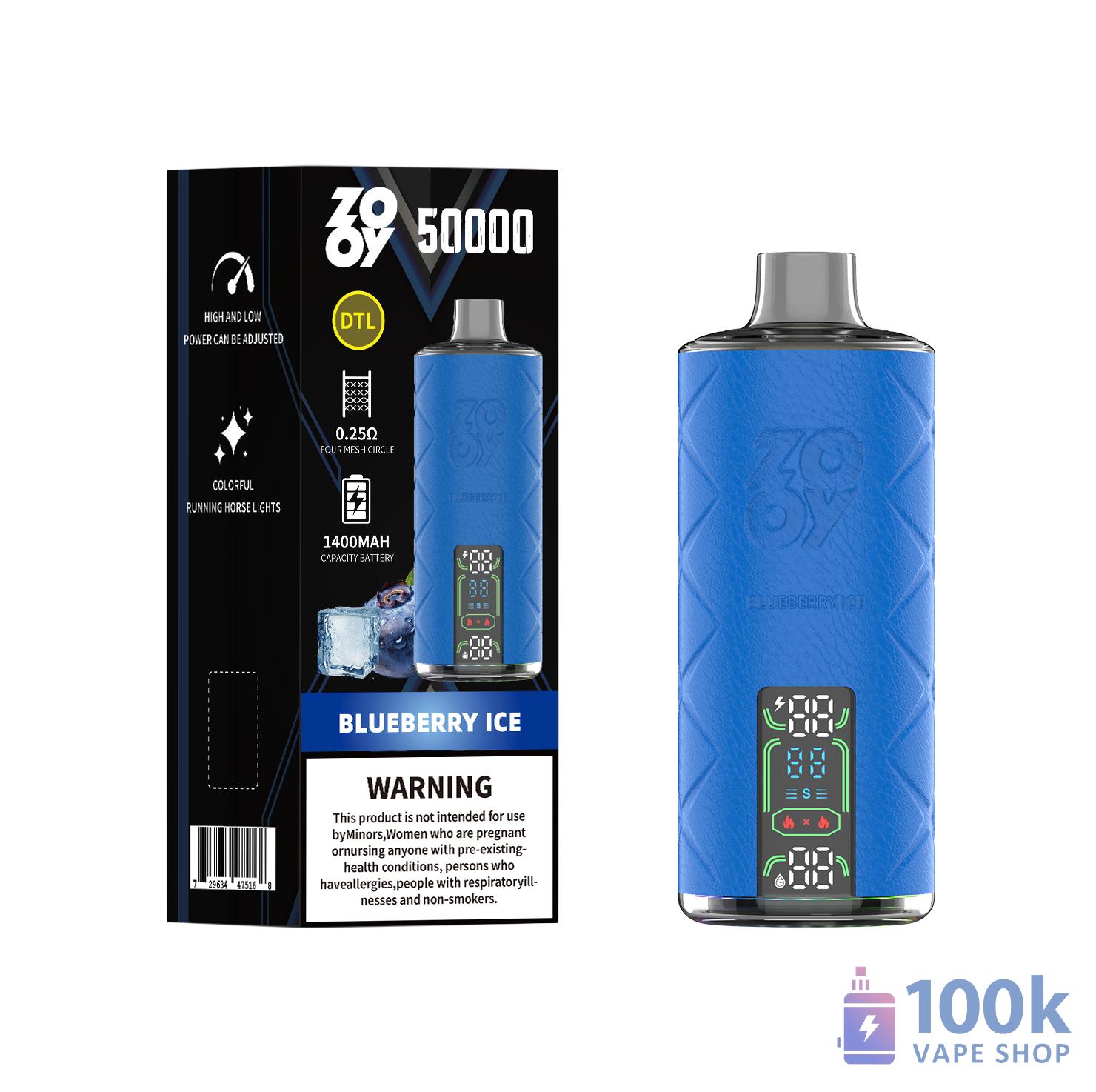 Zooy Shisha 50000 Puffs Rechargeable Disposable Vape - Smart Display & 14,000mAh - Image 3