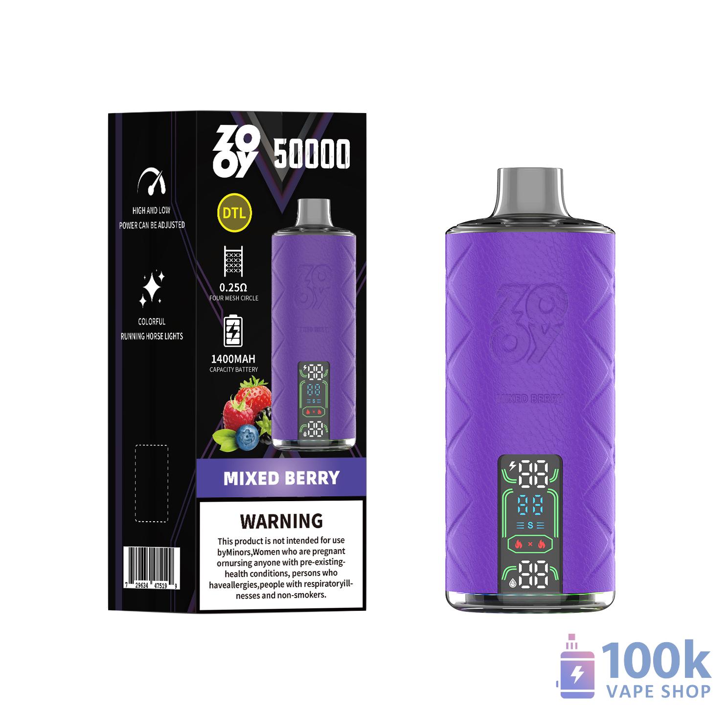 Zooy Shisha 50000 Puffs Rechargeable Disposable Vape - Smart Display & 14,000mAh