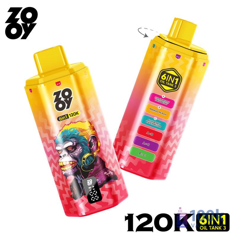 ZOOY 6 IN 1 120K Disposable Vape: 6-Flavor Pod System with Smart Display -  Wholesale and Bulk Buy for Disposable Vapes